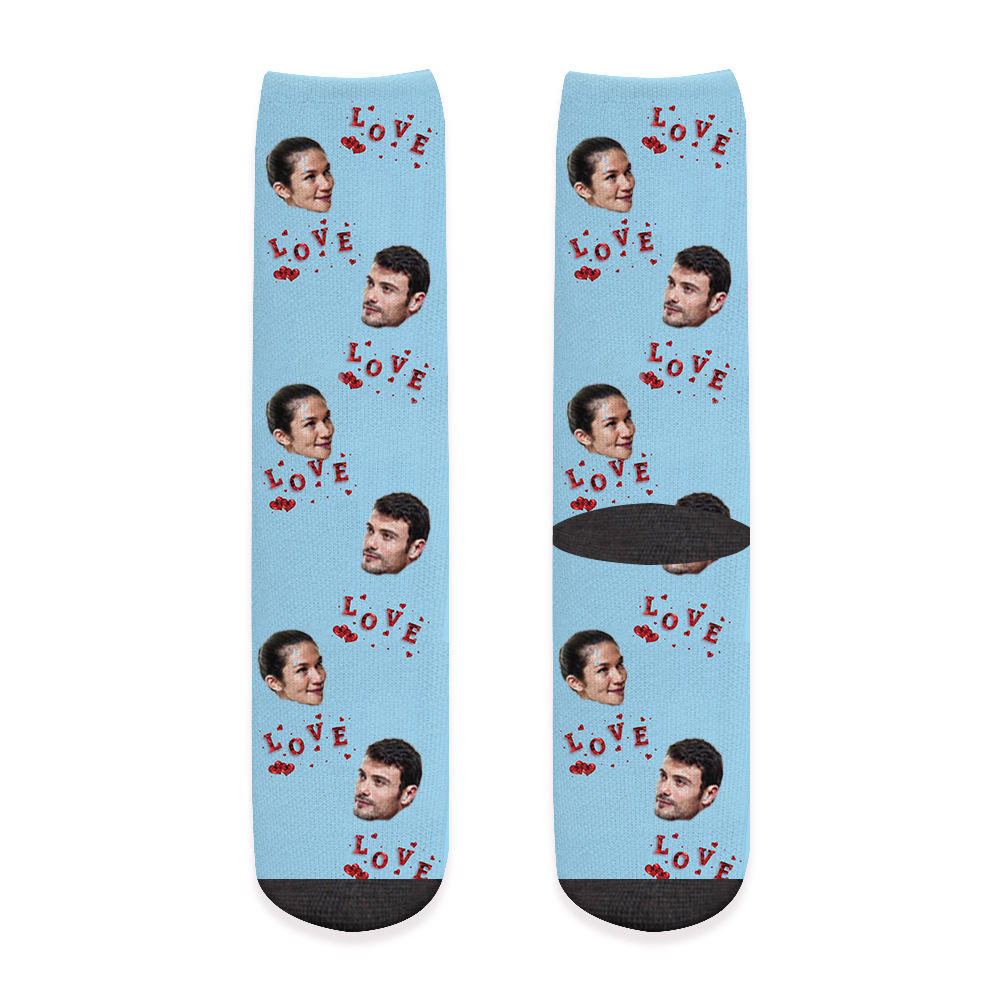 Custom Face Socks 3D Printing LOVE Valentine